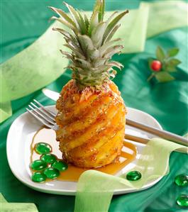 Cocina de Navidad. Piña caramelizada. Receta disponible.