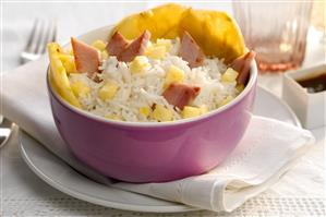 Ensalada de Arroz con Piña a la plancha. Receta Disponible