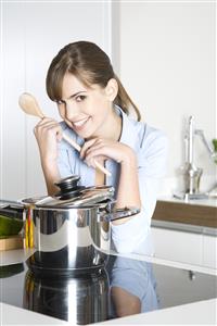 portrait of woman in kitchen