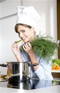 woman eating pepper