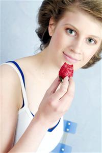 young woman with strawberry