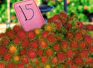 Rambutans o nefelios. Fruta tipica tailandesa. (Tailandia).
