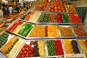 Frutas escarchadas. Mercado de La Boquería (Barcelona)