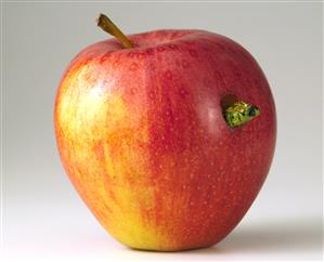 Manzana con un gusano.