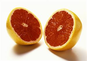 A Halved Red Grapefruit