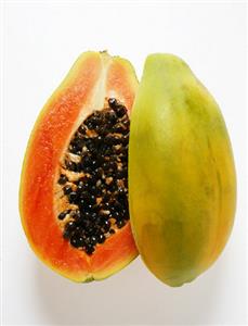 Halved papaya