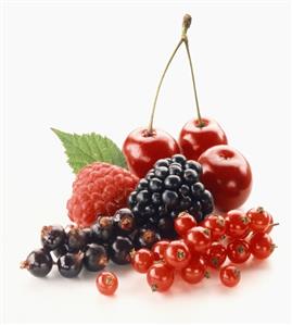 Fresh berries and cherries