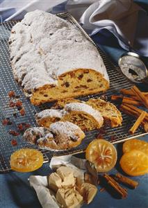 Christmas stollen with candied oranges