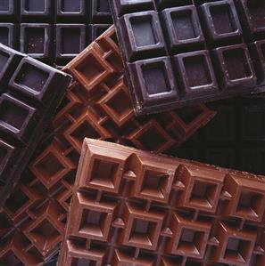 Blocks of different types of chocolate