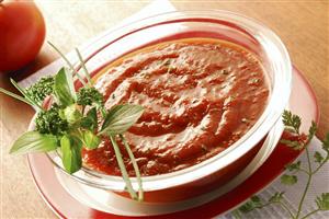 Creamed tomato soup with fresh herbs