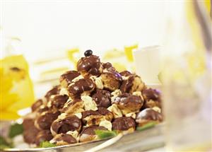 Profiteroles with chocolate sauce