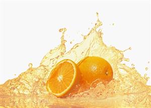 Oranges with splashing orange juice