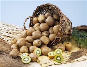 Kiwi fruits in a basket