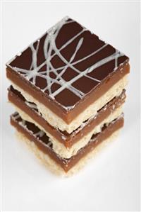 Tower of chocolate caramel shortbread