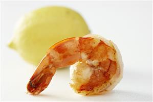 Fried prawn and a lemon