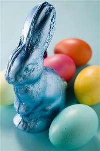 Easter Bunny and coloured eggs