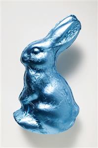 Chocolate bunny in blue foil