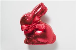 Chocolate bunny in red foil