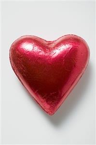 Chocolate heart in red foil