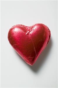 Chocolate heart in red foil