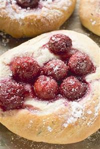 Focaccia with cherries