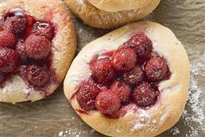 Focaccia with cherries