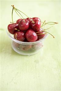 Cherries in plastic tub