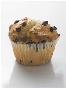 Chocolate chip muffin in paper case