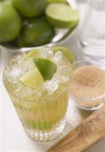 Caipirinha with lime and cane sugar