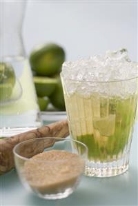 Caipirinha with lime and cane sugar