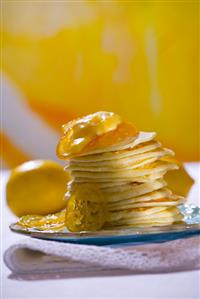 Pancakes with candied lemon slices