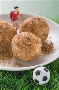 Apricot dumplings with football figure and football