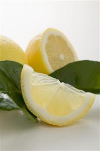 Lemons with leaves