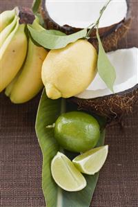 Lemon, limes, bananas and coconut