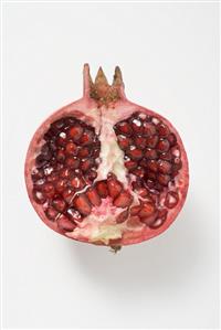 Half a pomegranate (overhead view)