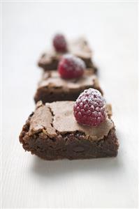 Brownies with raspberries