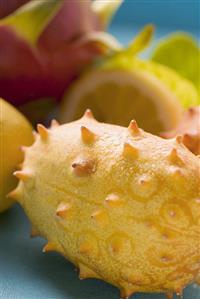 Horned melon, lemons and pitahaya