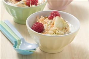 Fruit muesli in three bowls