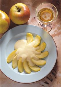 Stewed Apple Wedges with Cider Mousse