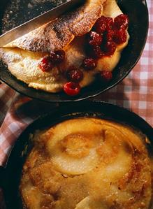 Raspberry omelette and apple pancake