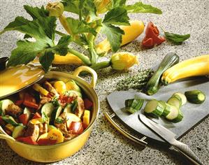 Zucchini-Bell Pepper Stew with Pork