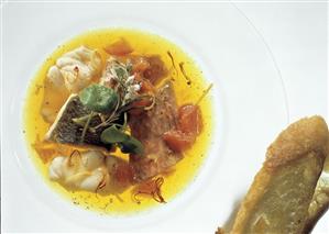 Single Serving of Bouillabaisse; Overhead