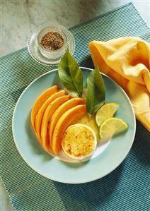 Baked Goat Cheese with Melon Wedges