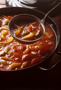 Heart Vegetable Soup Simmering in a Pot