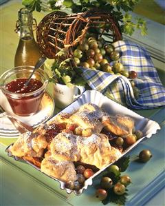 Scheiterhaufen (Log pyre, bread pudding) with gooseberries