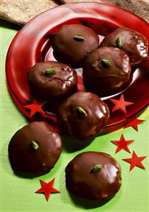 Chocolate Covered Gingerbread Balls with Pistachios