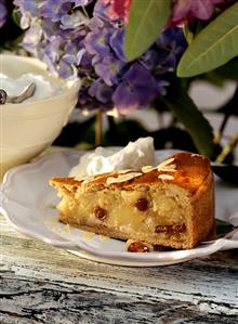 A piece of double-crust apple pie