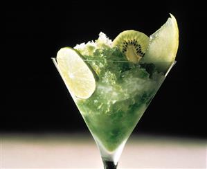 Kiwi and Lime Sorbet in a Stem Glass