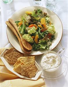 Baby Green Salad with Mandarin Oranges; Gorgonzola Cheese