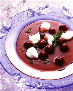 Cold Cherry Soup with Egg Whites